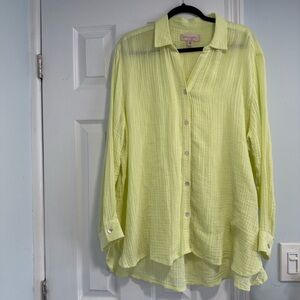 Philosophy Green Oversized Long Sleeve Button Down